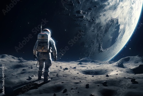 Astronaut is Doing his Mission at Space, Spaceman Exploring Operation on other Planets
