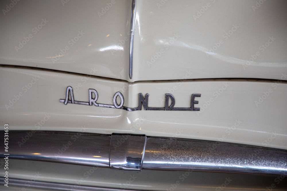 Simca aronde logo text and brand sign of french car old timer vintage ...