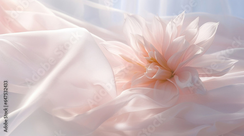 A small light pink flower on a white silk scarf © red_orange_stock