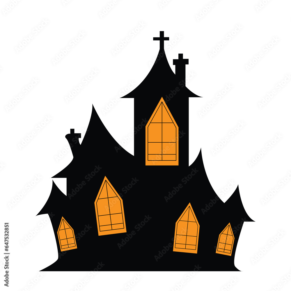 Halloween hunted house icon on a white background, easily editable icon for Halloween posters design, vector art illustration