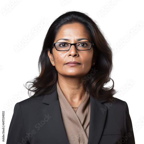 Indian Middle Aged Businesswoman Female Isolated Transparent Background
