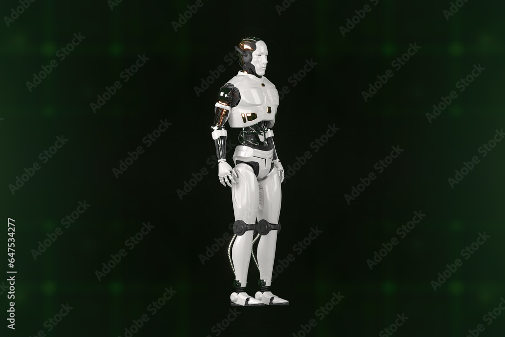 Futuristic world robots are running. Presentation of technology with robots. 3d rendering action of robot. Futuristic world robots are running. Presentation of technology with robots. 3d rendering action of robot.