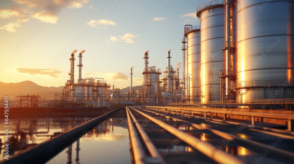 Storage tanks for oil and gas refineries Industrial structures and giant tanks nearby. Storage tanks for oil and gas refineries Industrial structures and giant tanks nearby.