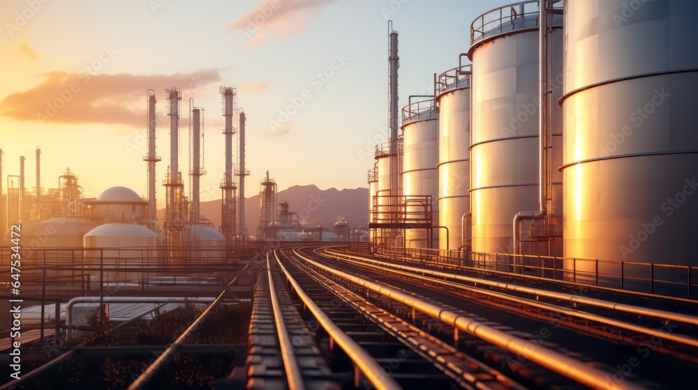 Storage tanks for oil and gas refineries Industrial structures and giant tanks nearby. Storage tanks for oil and gas refineries Industrial structures and giant tanks nearby.