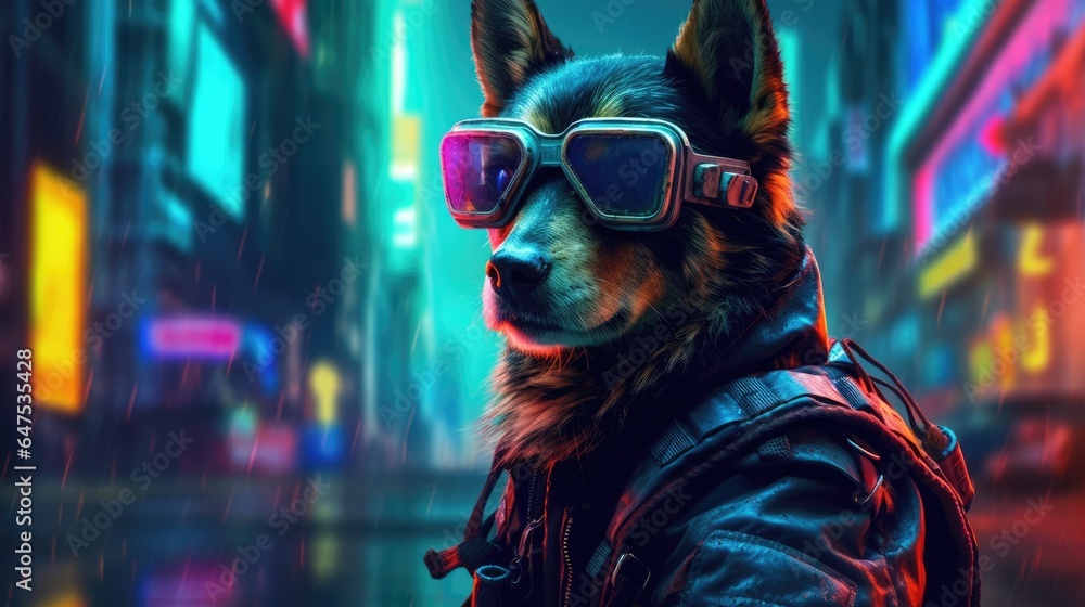 Cyberpunk pup futuristic attire Halloween, Background Image,Desktop Wallpaper Backgrounds, HD - obrazy, fototapety, plakaty 