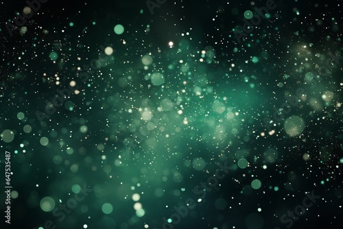 Green Christmas particles and sprinkles for a holiday event. Background with sparkles and glitters