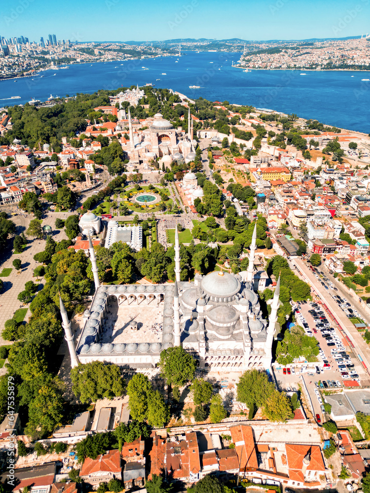Aerial drone view of Istanbul, Turkey