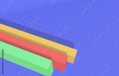 3D blue background with pastel objects