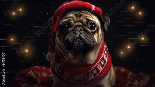 Festive dog holiday attire Christmas, Background Image, HD