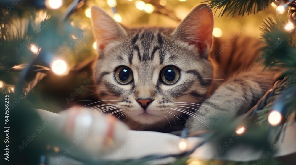 Holiday hide and seek cute cats Christmas, Background Image, HD