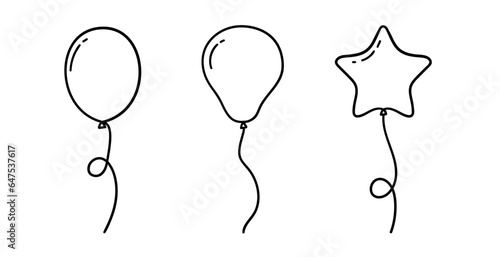 Vector drawing of hot air balloons in doodle style