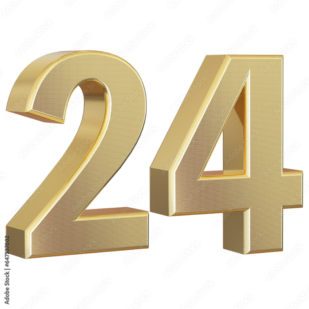 Gold number 24 - 3d number