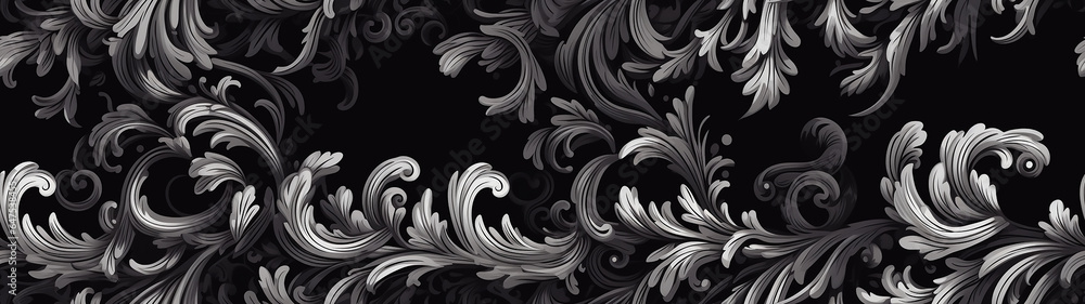 Fototapeta premium Intricately Detailed Symmetrical flora barcoco barque Pattern