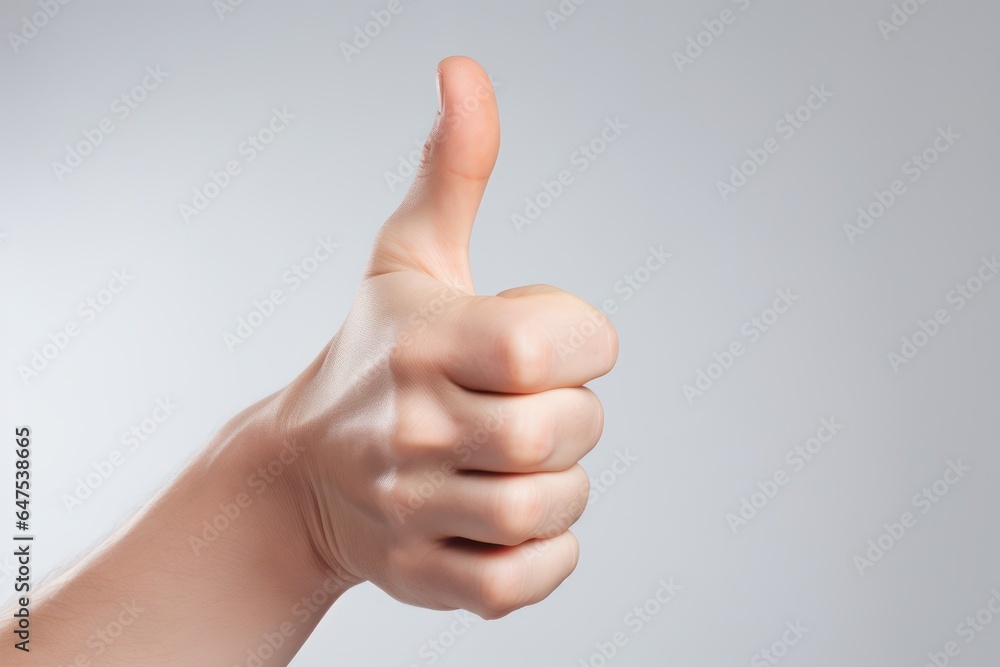 Thumbs up isolated on white background, concept Admiration, Excellent Thumbs up isolated on white background, concept Admiration, Excellent