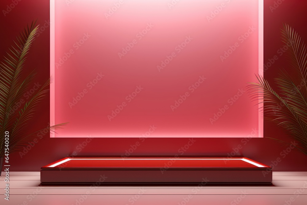 Obraz premium Empty Room Space for Product Showcase and Presentation, Cosmetic Display Stand Scene, Minimal Cosmetic Theme for Product Display.