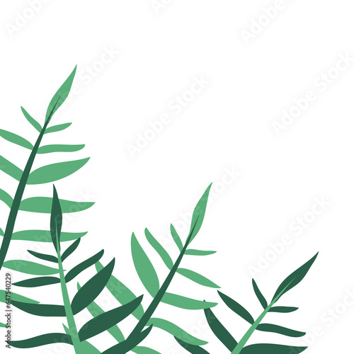 frame or corner border with branch and leaves illustration