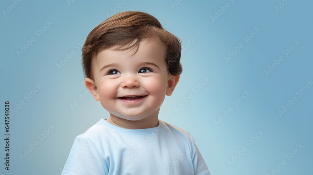 Portrait of a toddler posing against a blue background. happy smiling boy Portrait of a toddler posing against a blue background. happy smiling boy