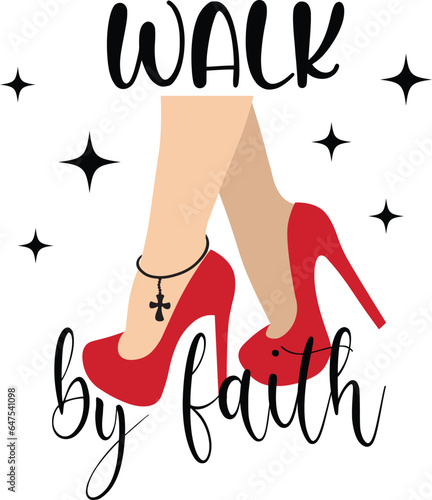 red high heels with religious quote