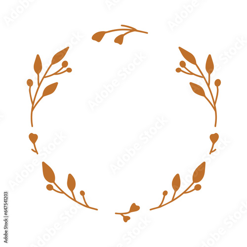 Monochrome wreath. Isolated black wreath on a white background. For decorating postcards, wedding invitations, cards. Vector illustration.