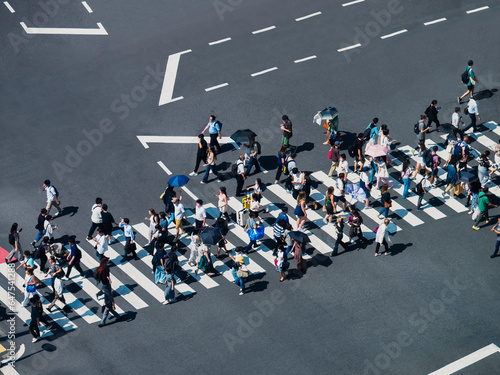 Photos Japanese people walking on Crosswalk City street Business district