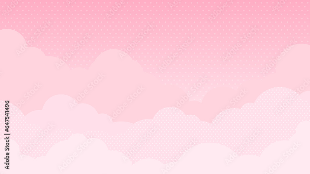 ピンク色の雲・空　背景素材（横向き16:9）