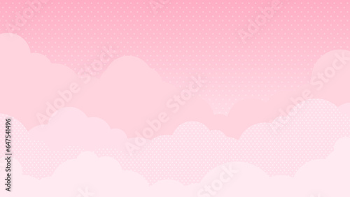 ピンク色の雲・空　背景素材（横向き16:9）