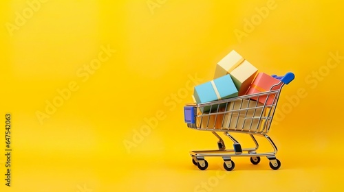 Small paper shopping bags with shopping cart
