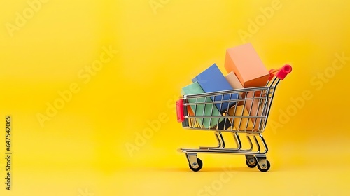 Small paper shopping bags with shopping cart