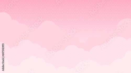 ピンク色の雲・空　背景素材（横向き16:9）