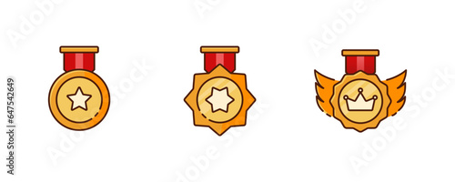 Game medals rating icons. Level results vector icon design for game, ui, banner, design for app, interface, game development. 1,2,3 place icon