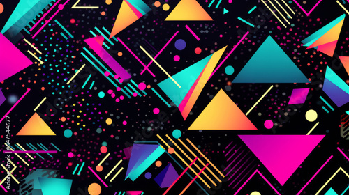 Colorful 80s or 90s Retro pattern, shapes and design for print, textile or background