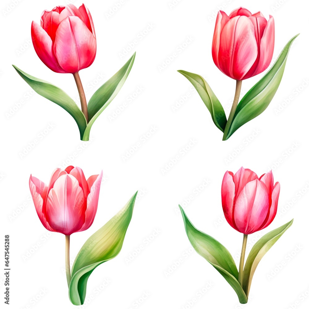 set of pink tulips