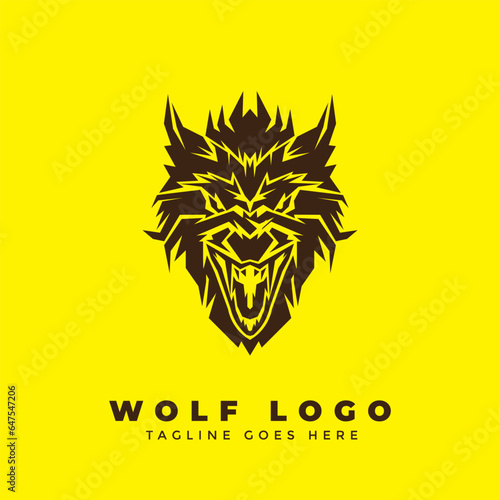 Terrifying Black Abstract Wolf Logo