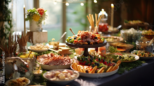 Buffet Party  catering wedding buffet food table. Generative Ai
