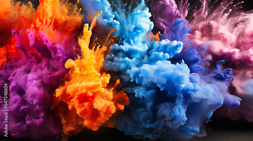 Drifts of colorful powders settling in layers