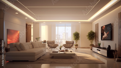 photograph of Luxury home interior design of modern living room  generative ai