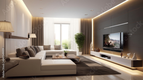 photograph of Luxury home interior design of modern living room © JKLoma