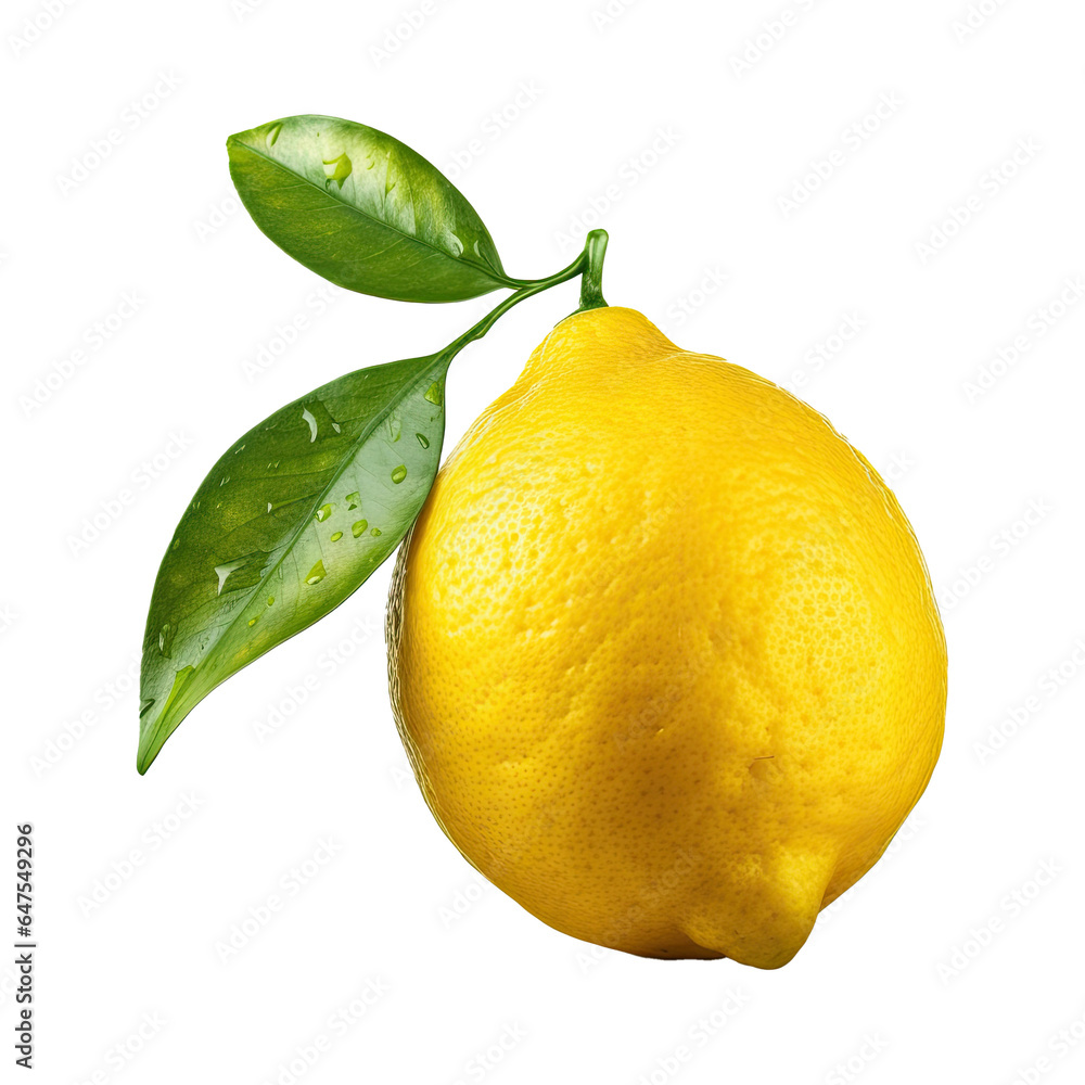 Fresh Lemon Whole Yellow Fruit with leaf