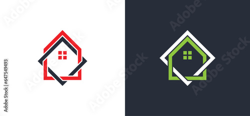 Square Home Logo Concept sign icon symbol Element Design. Mortgage, House, Realtor, Real Estate Logotype. Vector illustration template