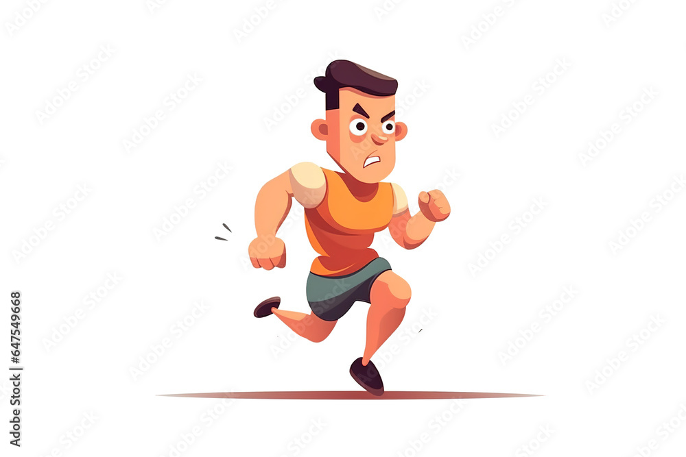 a man running workout white background cartoon