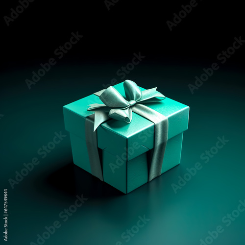 Gift box with ribbon bow closeup isolated, generative AI.