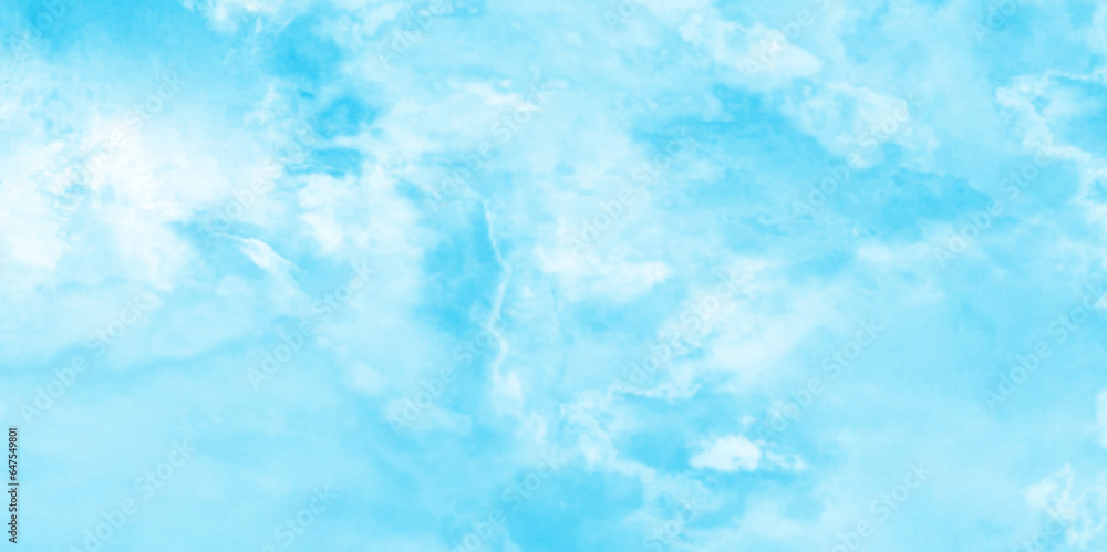 Abstract cloudy Hand painted blue sky and clouds, blurry cloudscape covered Hand painted watercolor sky and clouds, Watercolor stain with hand paint for design.