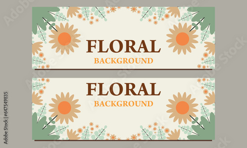 natural horizontal banner template with floral and flower ornament