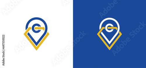 Luxury Diamond Pin Location Logo Concept icon sign symbol Element Design. Gem, Jewellery, Jewelry Logotype. Vector illustration logo template