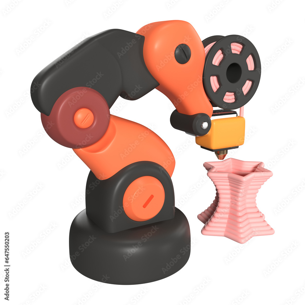 Robot Arm 3D Printer 3D Illustration Icon Robot Arm 3D Printer 3D Illustration Icon