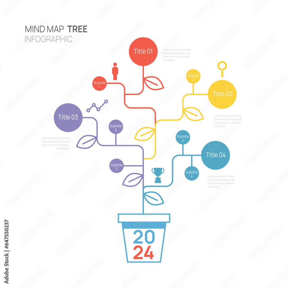 Infographic tree mind map diagram template for business. connection and ...
