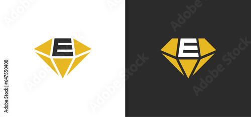 initial Letter E Diamond Logo Concept symbol icon sign Element Design. Jewelry, Gem, Jewellery Logotype. Vector illustration logo template