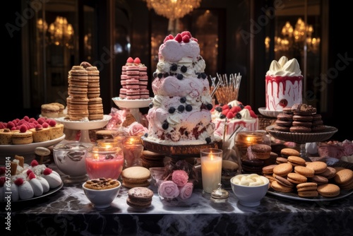 Wallpaper Mural many different desserts on the table. festive day generative ai. Torontodigital.ca