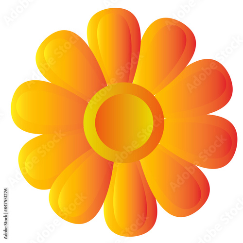 3d yellow flower on a White background