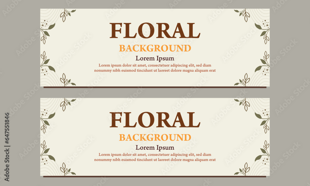natural horizontal banner template with floral and flower ornament